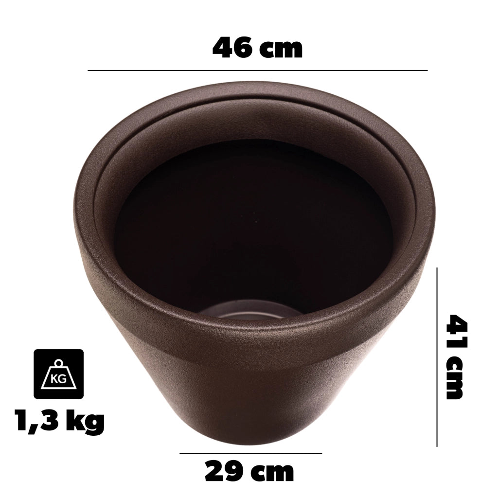 Vaso da fiori rotondo grande KADAX per giardino e terrazzo, marrone, 46 cm