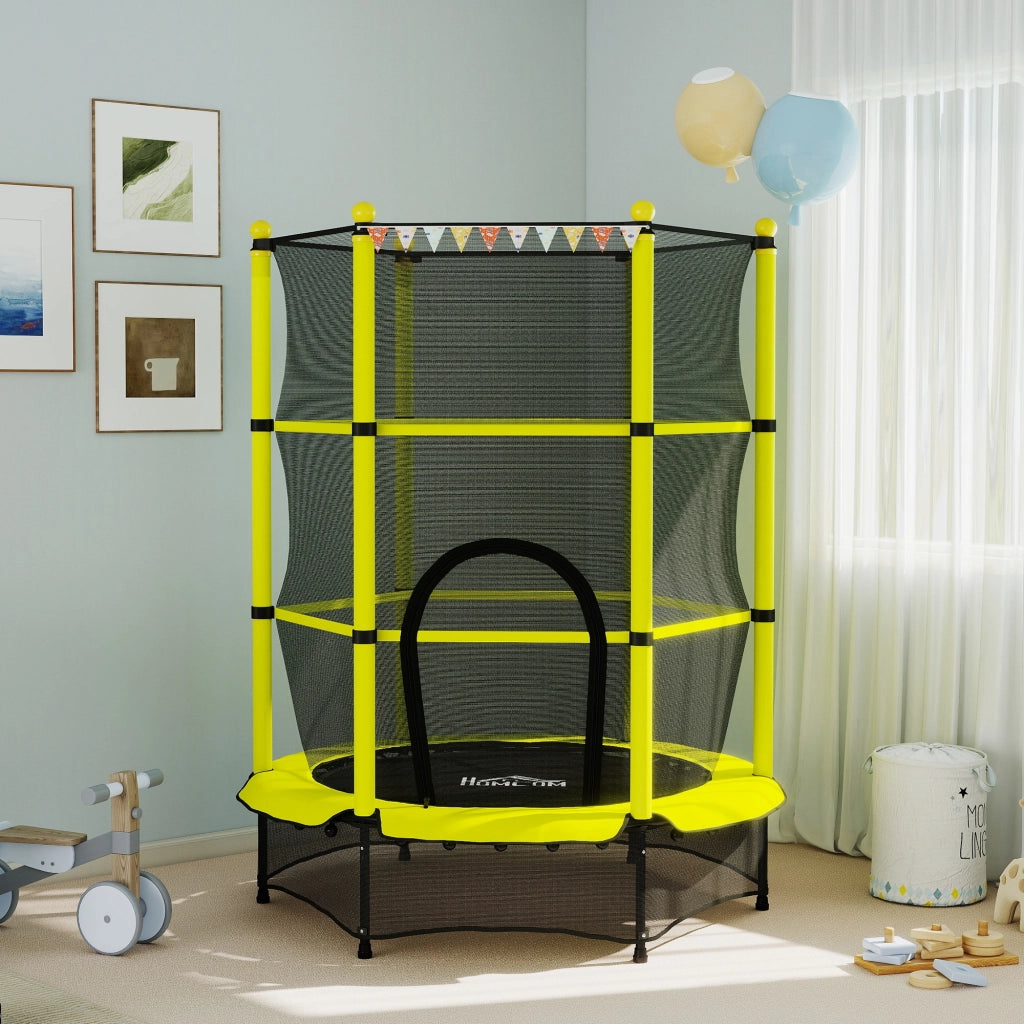Trampolino Elastico per Bambini ¨C Minimal ¨C Giallo, ?140 cm, con Rete di Sicurezza