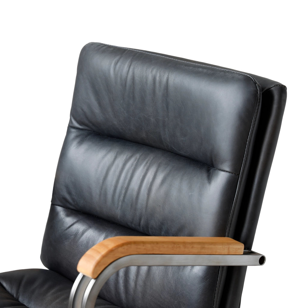SEDIA Ufficio ergonomica girevole regolabile in altezza in pelle nera