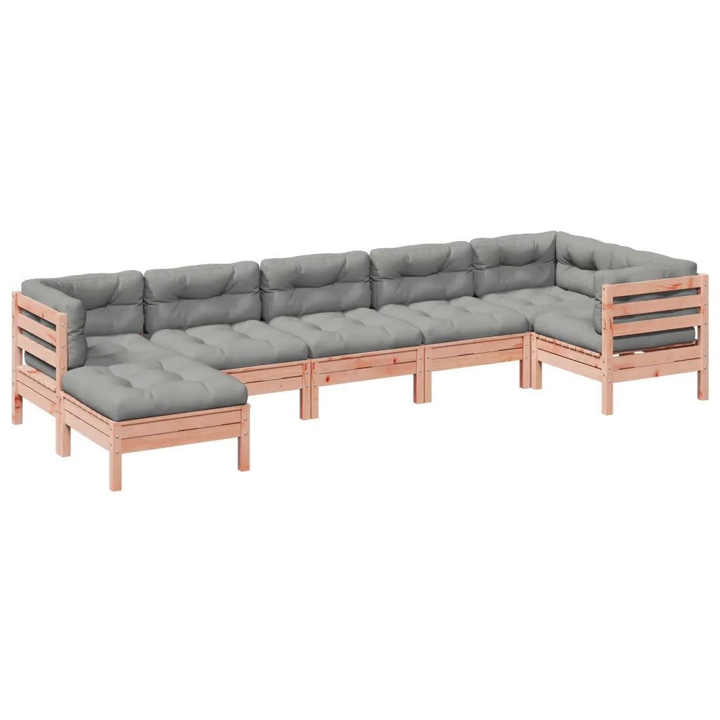 Set Divani Giardino 7 pz Cuscini Legno Massello Abete Douglas