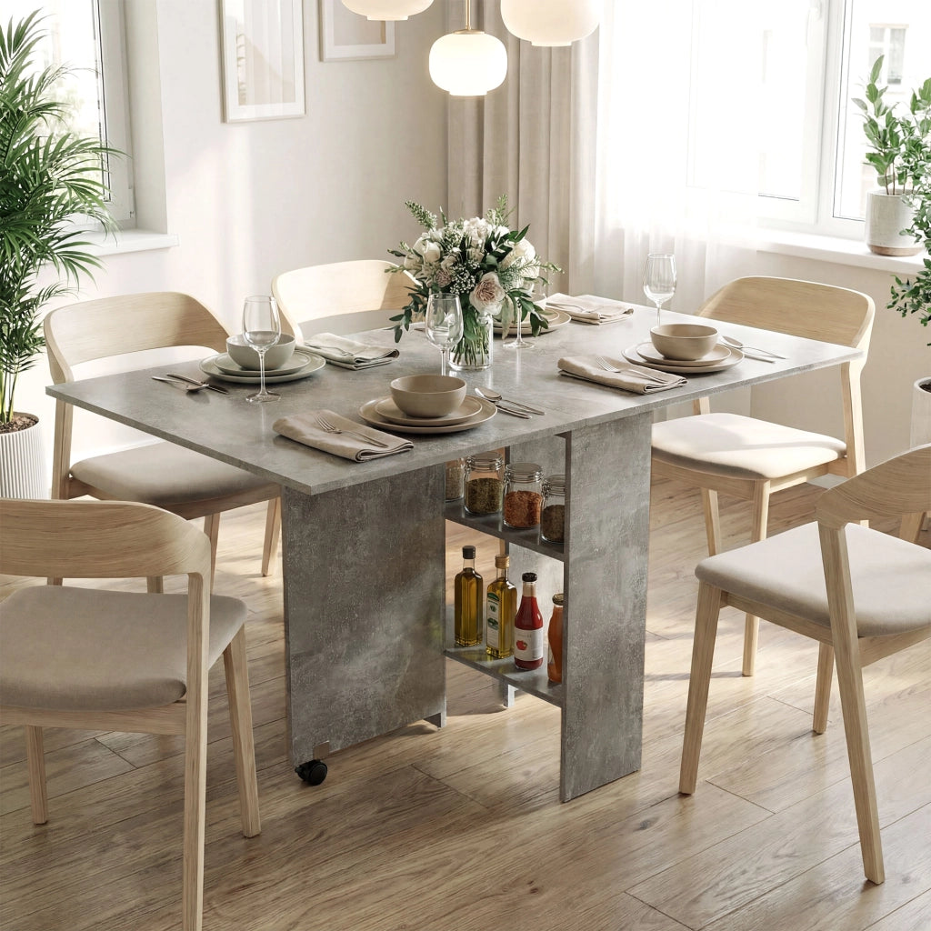 Tavolo da Pranzo Pieghevole Allungabile ¨C Zephmum ¨C Grigio Cemento