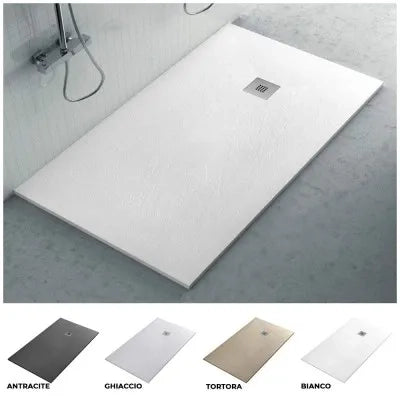 Piatto doccia filo pavimento Karen 70x110 in resina bianco pietra