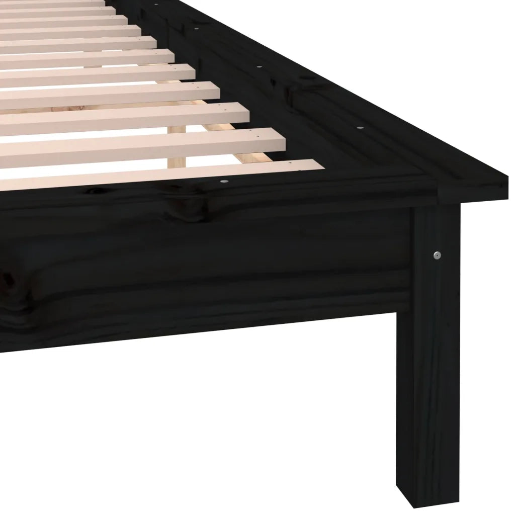Giroletto con LED-Struttura Letto Nero 140x190 cm in Legno Massello