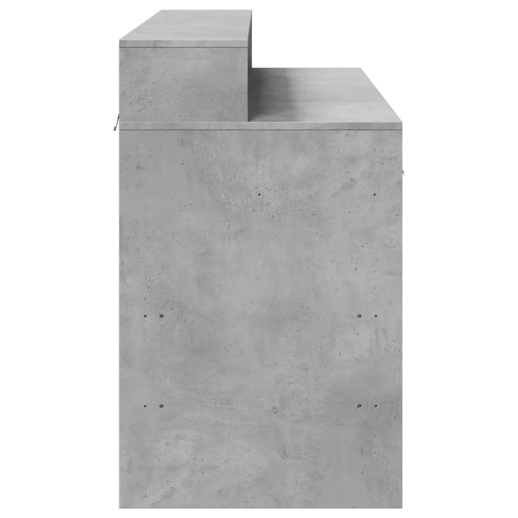 Scrivania con Luci LED Grigio Cemento 120x55x91 cm Multistrato