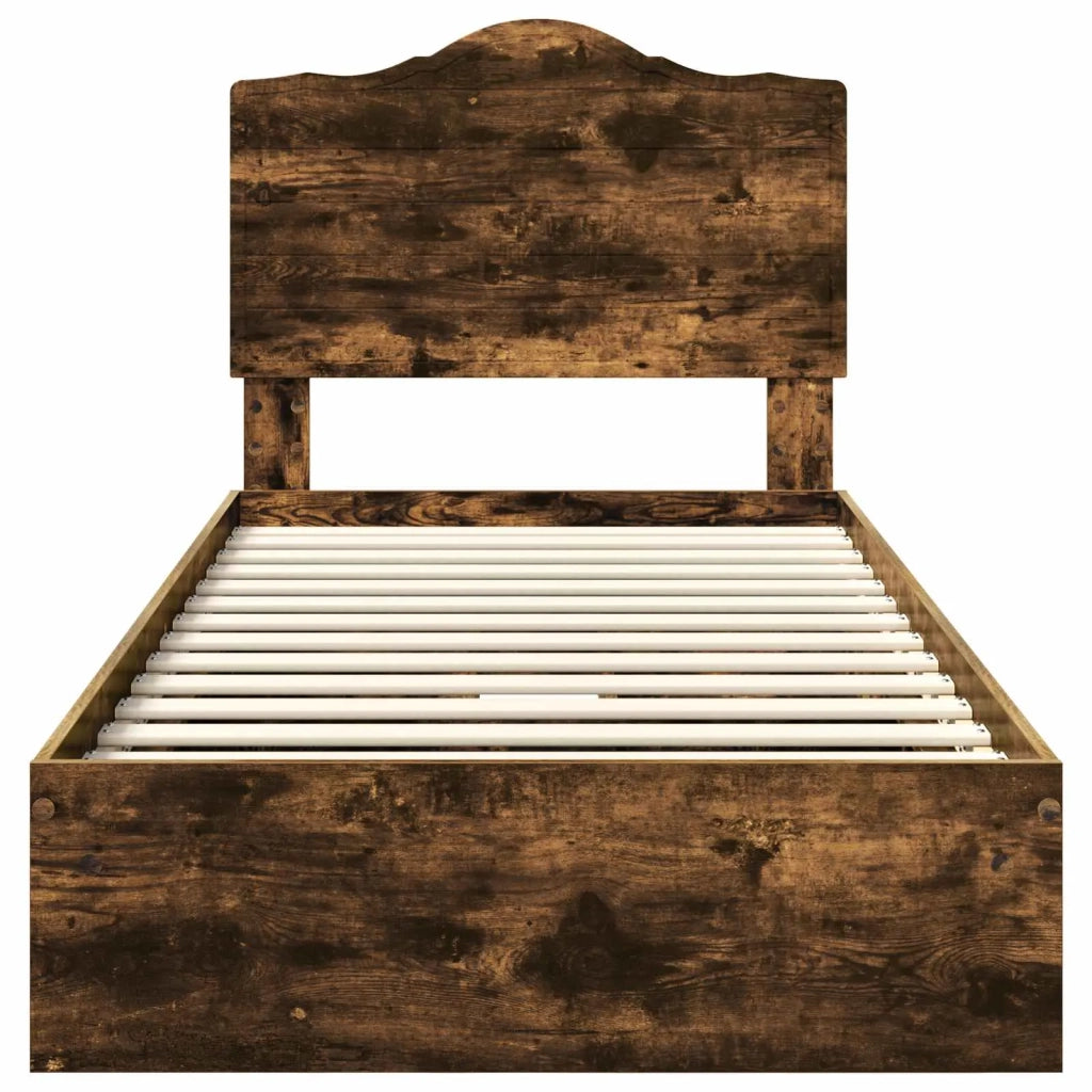 Letto con Contenitore con testiera Rovere fumé 100 x 200 cm