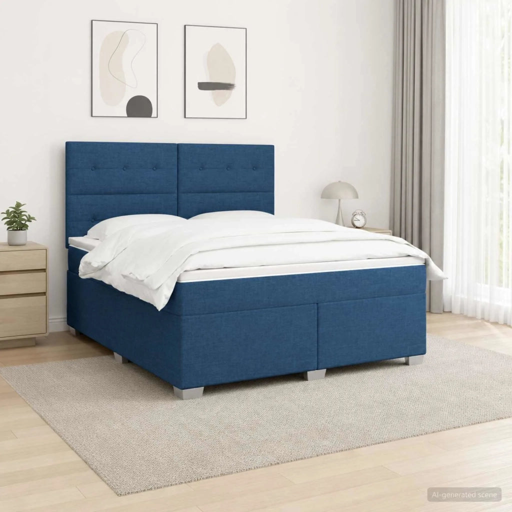 Letto box spring con materasso Blu 180 x 200 cm Tessuto 3454935