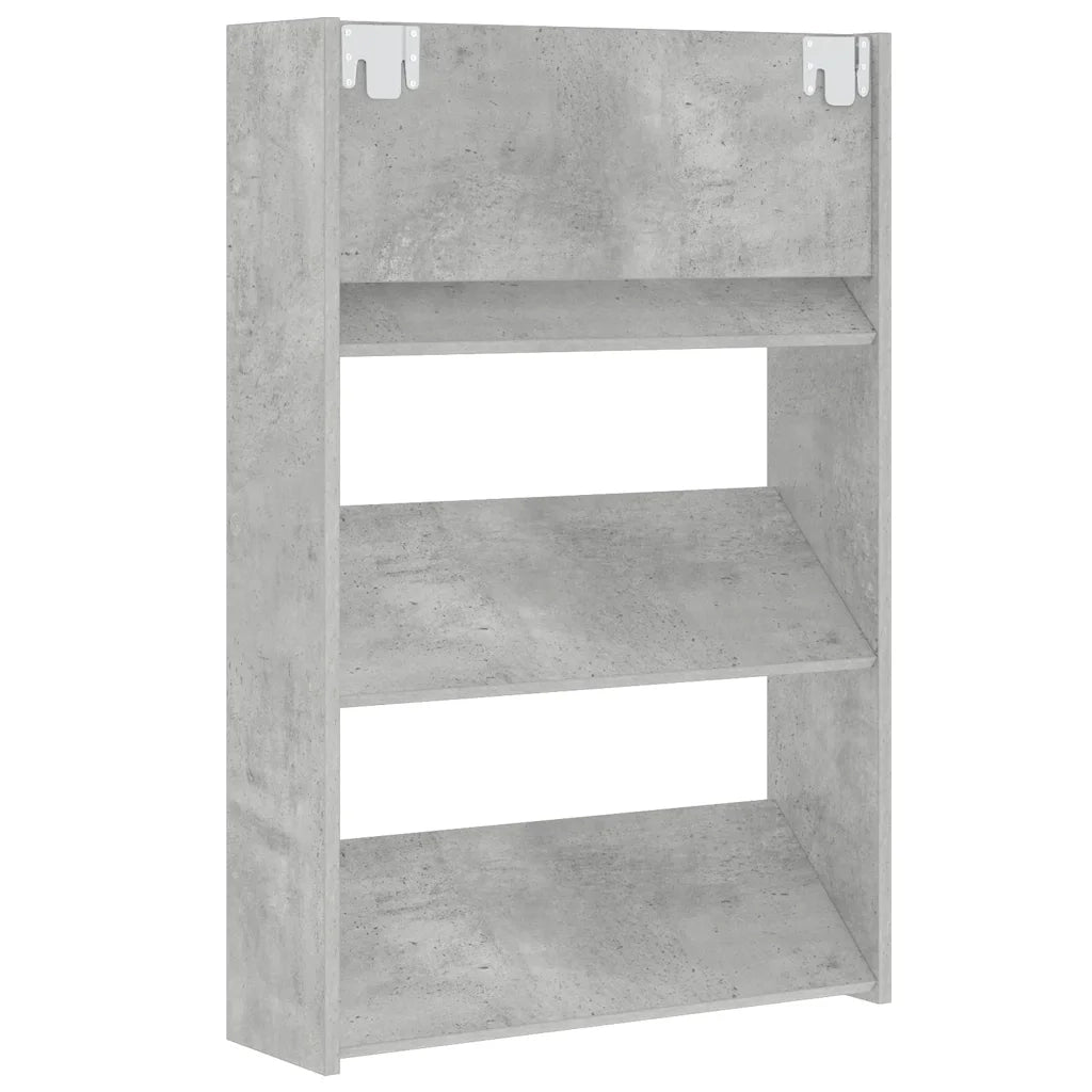 Scarpiere Muro 2pz Grigio Cemento 60x18x90cm Legno Multistrato 806768