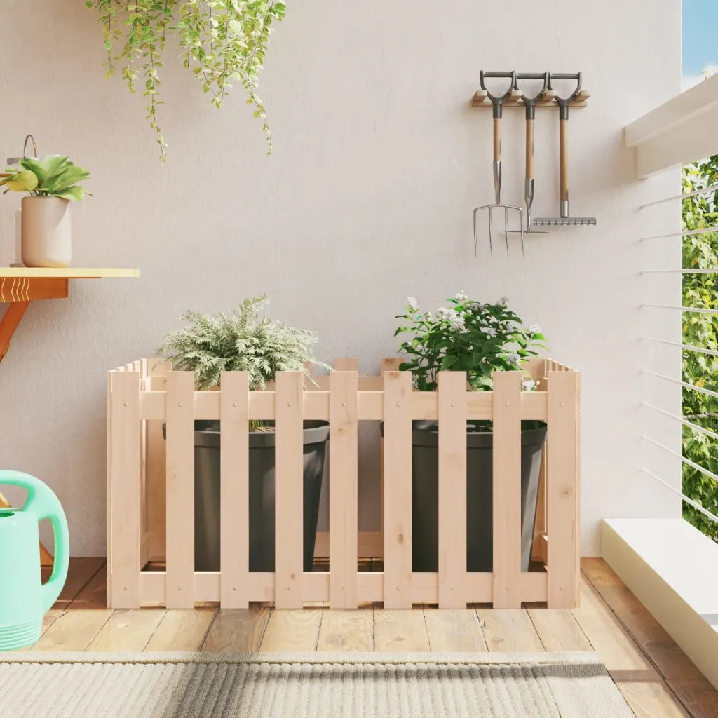 Fioriera | Cassetta per fiori | Vaso da Giardino a Recinzione 100x50x50 cm in Massello Pino