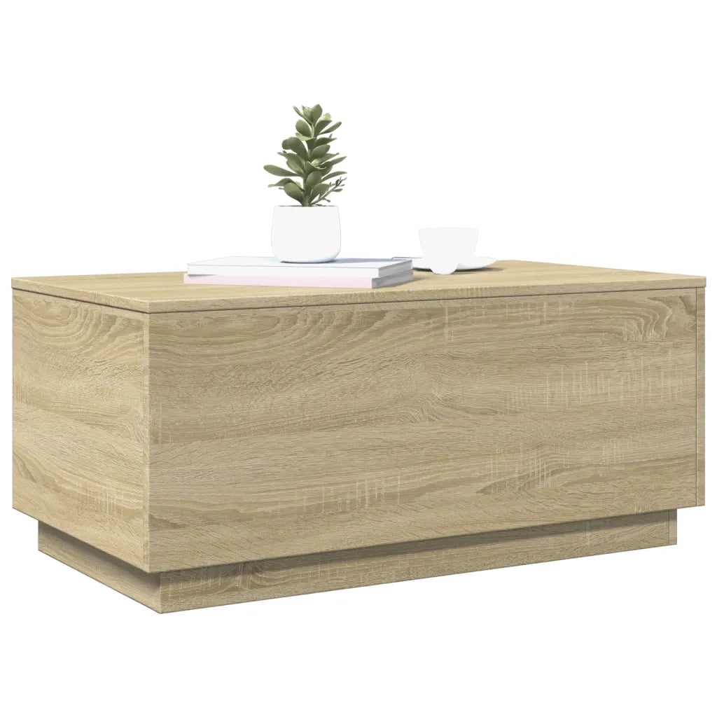 vidaXL Tavolino da Soggiorno con Luci LED Rovere Sonoma 90x50x40 cm
