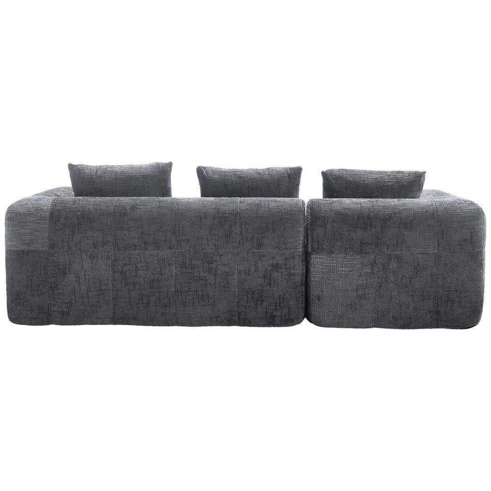 Divano angolare 3 posti con chaise longue braccioli e cuscini ¨C Minimal ¨C grigio tessuto chenille