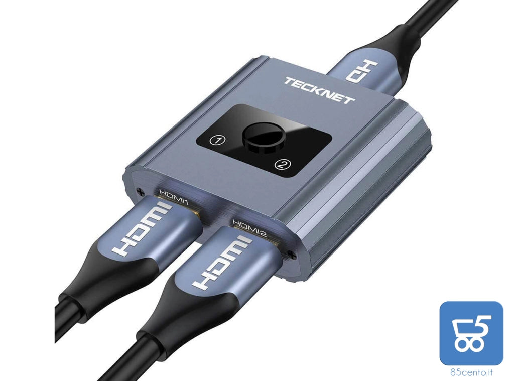 TECKNET Switch HDMI 2 Ingressi 1 Uscita / 1 Ingresso 2 Uscite Supporta 1080p 3D 4K HDCP per HDTV Lettore Blu-Ray Xbox PS4
