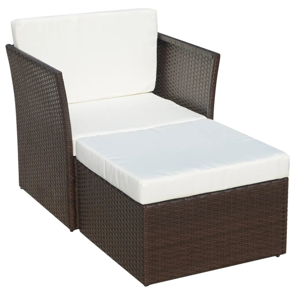 Sedia da Giardino con Poggiapiedi in Polyrattan Marrone 41980