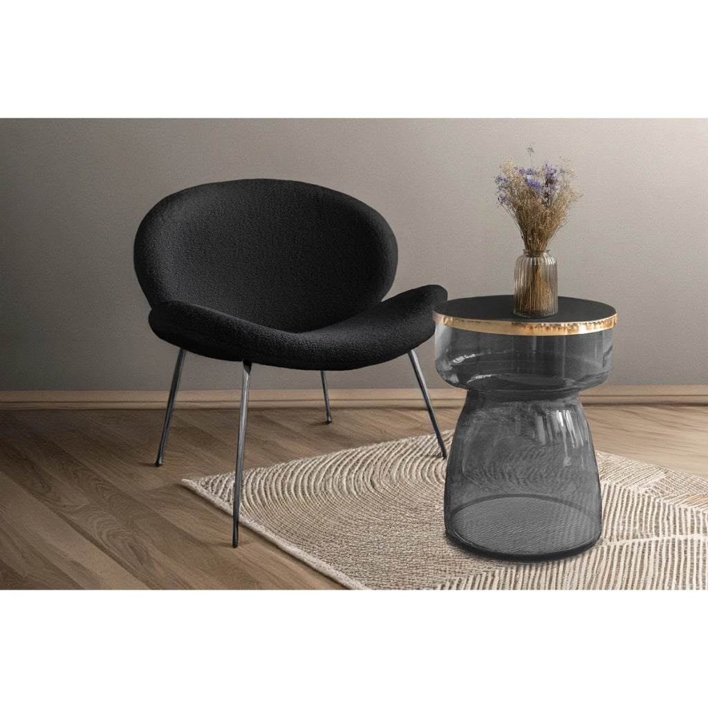 Set di 2 Poltrone Lounge Jaden in Boucle' Nero e Argento