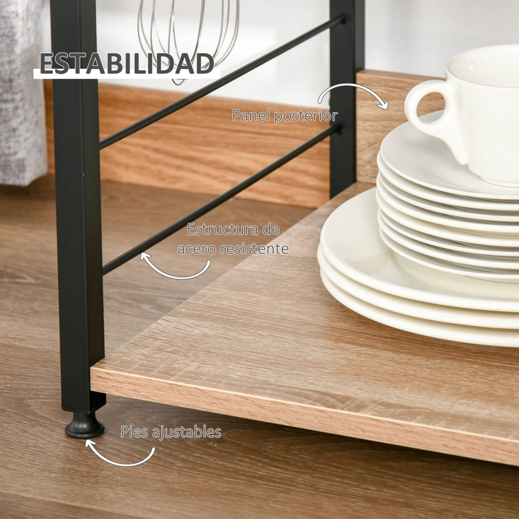 Scaffale a Parete 4 Livelli con Gancio ¨C zephmum ¨C 60x40x125 cm Legno Naturale