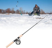 Set di pescaggio per ghiaccio da 65 cm - Rotazione liscia - Antiscivolo - Combinazione di pescaggi per ghiaccio - Set affidabile - Attrezzatura per pescaggio al ghiaccio - Set per ghiaccio