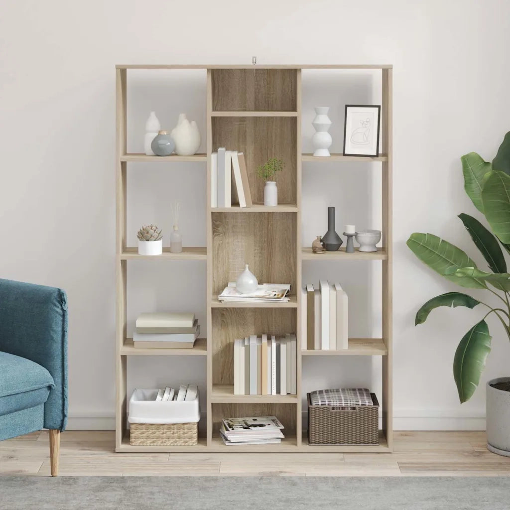 Libreria Divisorio-Scaffale per Libri-Mobile di Stoccaggio Rovere Sonoma 100x24x140cm Legno Multistrato