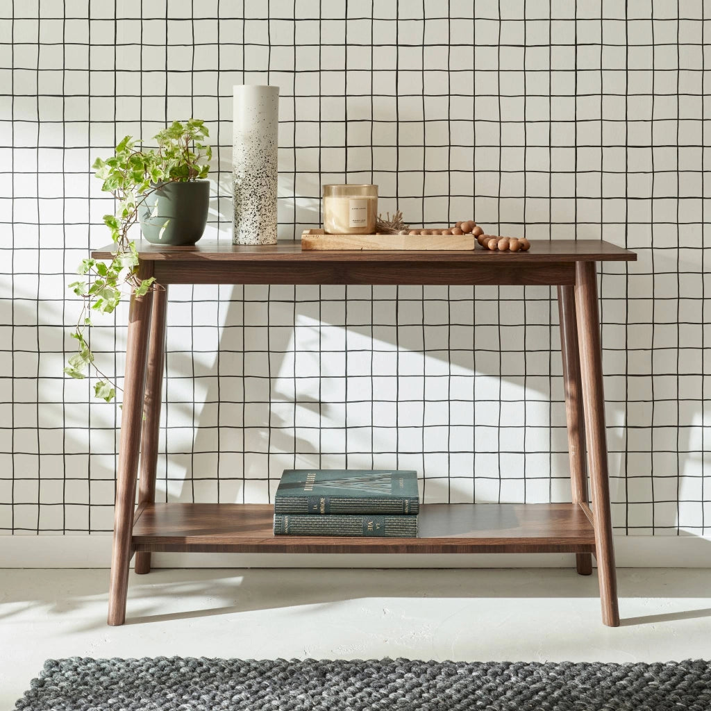 Consolle scandinava effetto legno di noce, 110cm, marrone