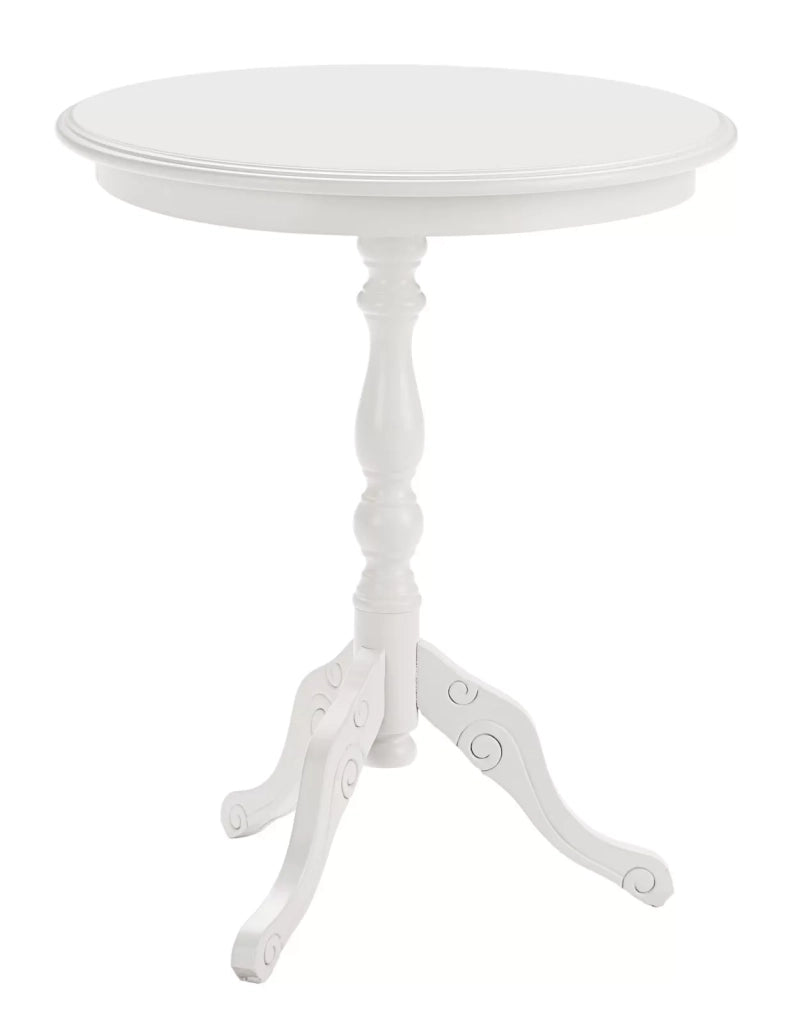 Tavolino rotondo classico legno bianco 50x50x60