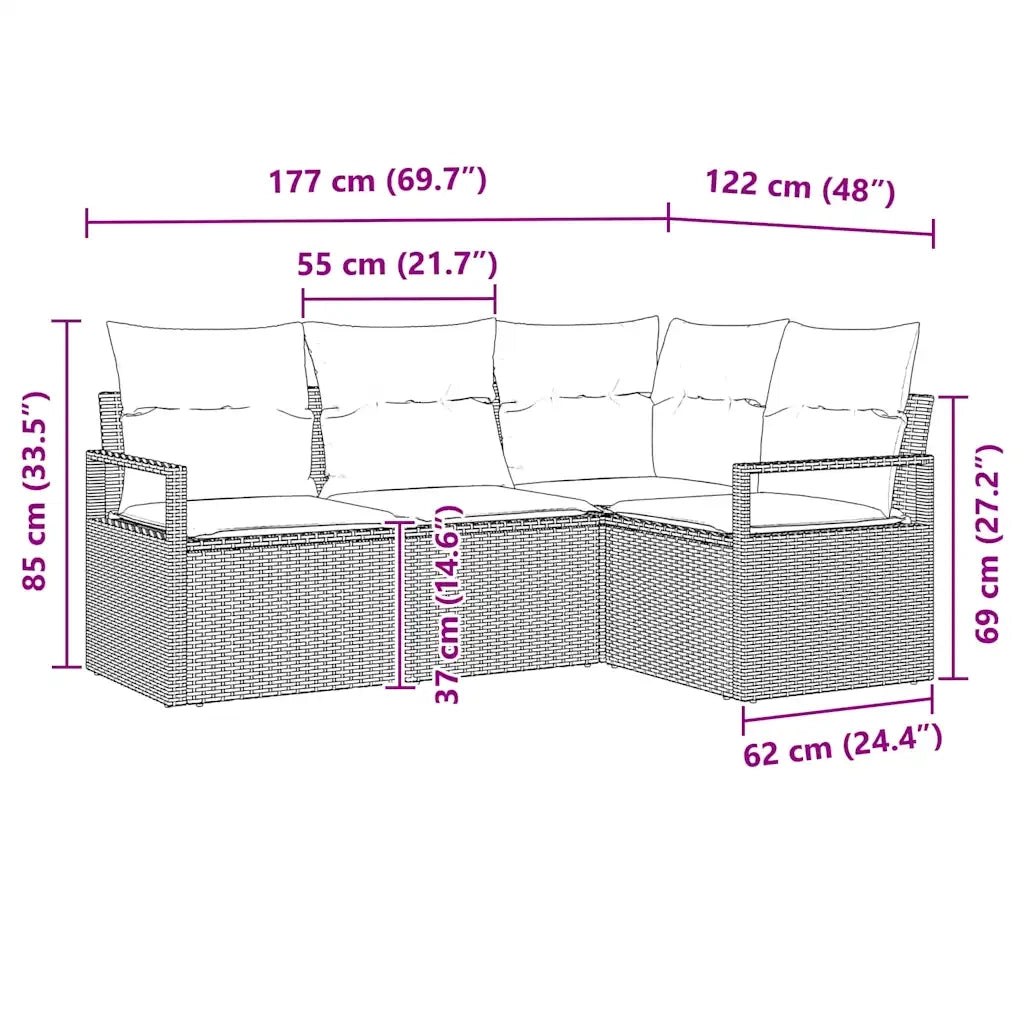 Set di divani 4 pcs Grigio polyrattan 3346359