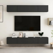 Mobili TV 4 pz Nero 100x30x30 cm in Truciolato