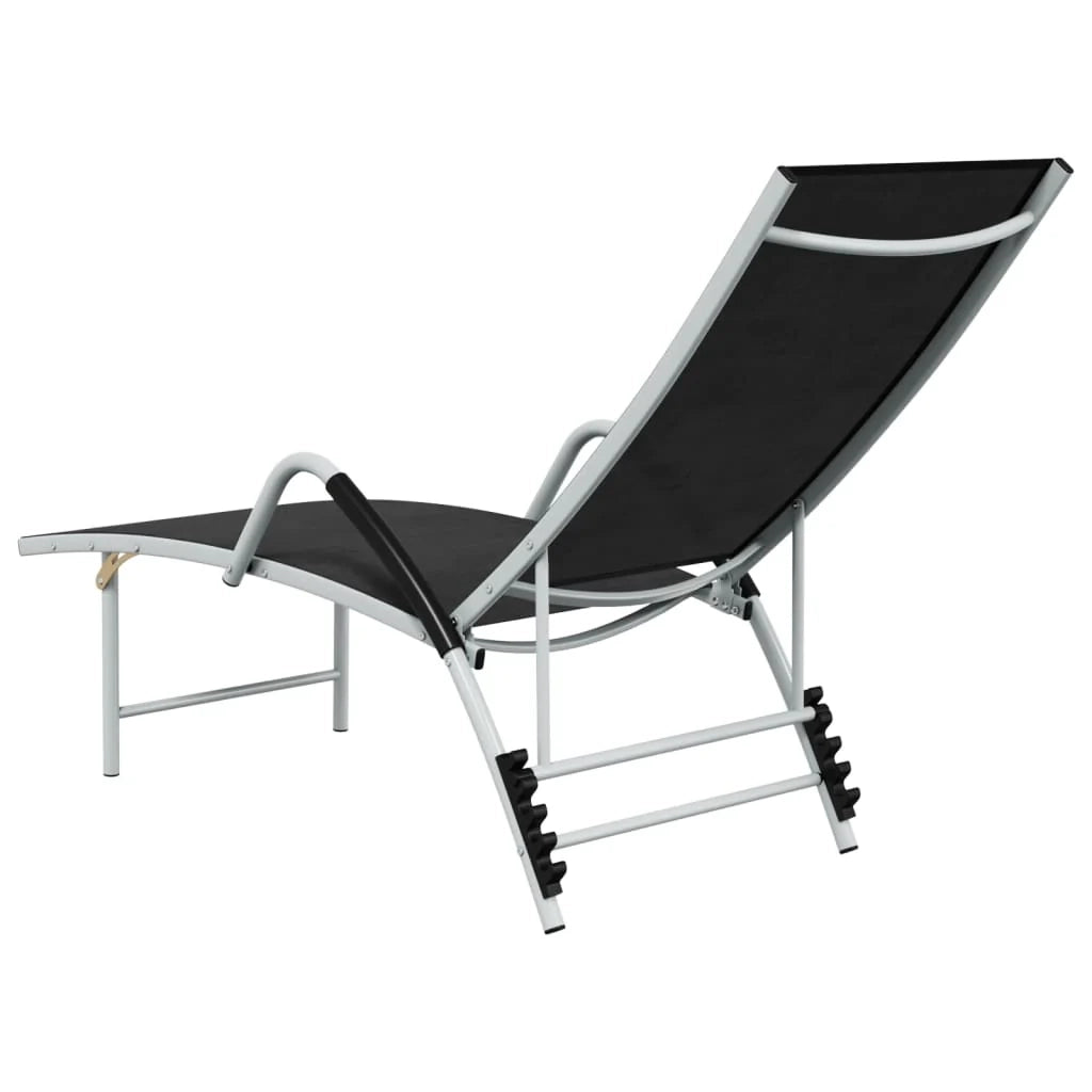 Lettino prendisole sedia a sdraio lettino prendisole letto da giardino mobili da esterno per patio textilene e alluminio nero 02_0012933