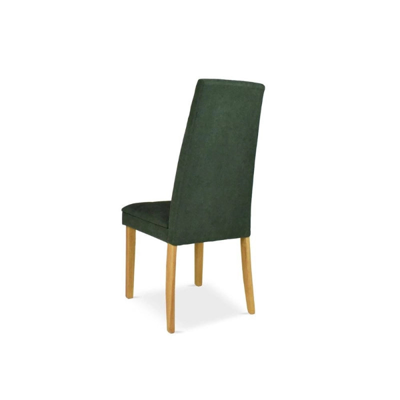 Sedia Tim in legno colore rovere e seduta in tessuto verde set 2 pezzi