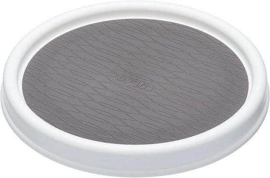 Organizzatore di Cucina con Disco Anti-Slittamento Girevole per Spezie - 23 Centimetri - Plastica - Bianco e Grigio