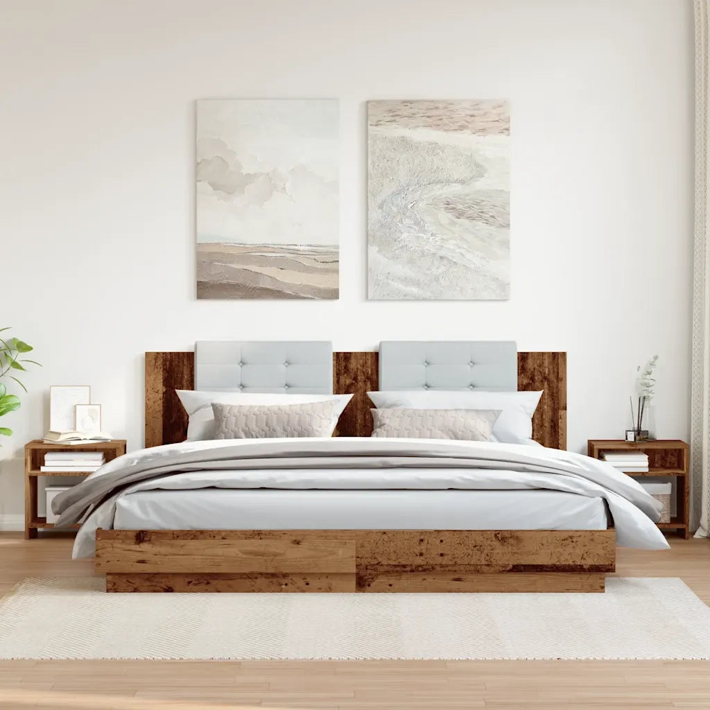 Set di 2 Comodini | Armadio da Notte | Mobiletto da notte Legno Antico 40x30x40 cm in Legno Multistrato