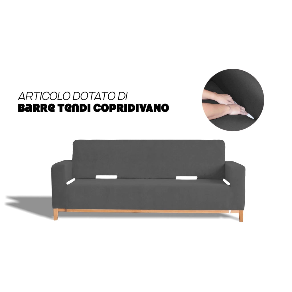 Copridivano Elasticizzato 1 Posto in Poliestere Dahlia Grigio Scuro