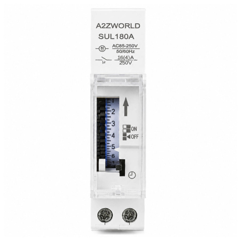 Orologio Interruttore Orario Giornaliero Meccanico su Guida DIN, Timer Switch 24 Ore, Riserva di Carica 100 Ore, 16A, 85-250V AC, 96 Pin, Programmazione Minima 15 Minuti