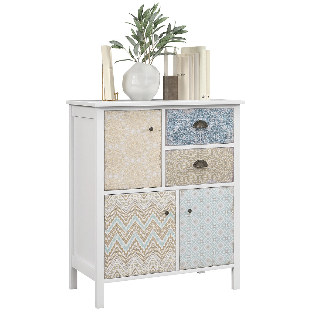 Cassettiera 2 cassetti 3 ante ¨C zephmum ¨C bianco 68x34x80cm