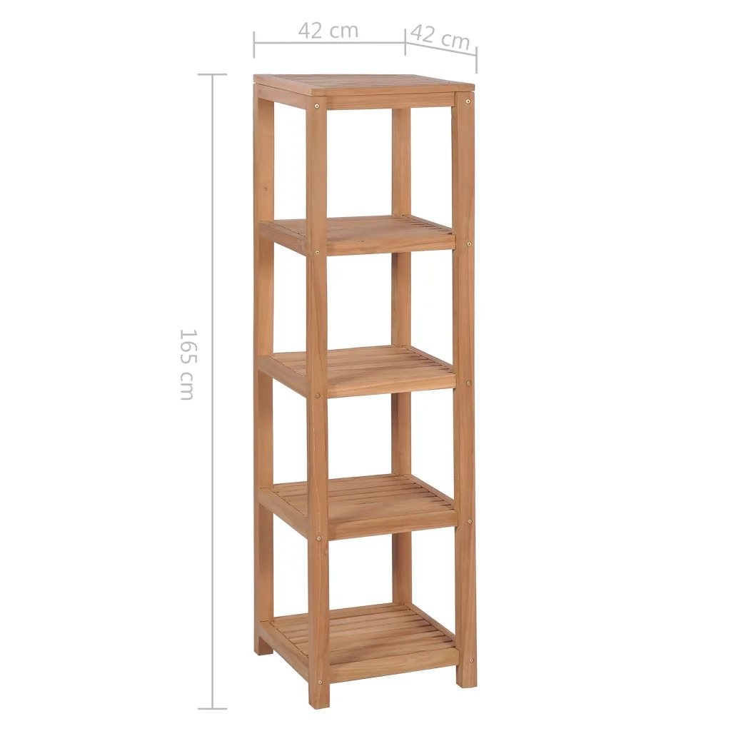 Scaffale per Bagno a 4 Ripiani in Massello di Teak 42x42x165cm 246500