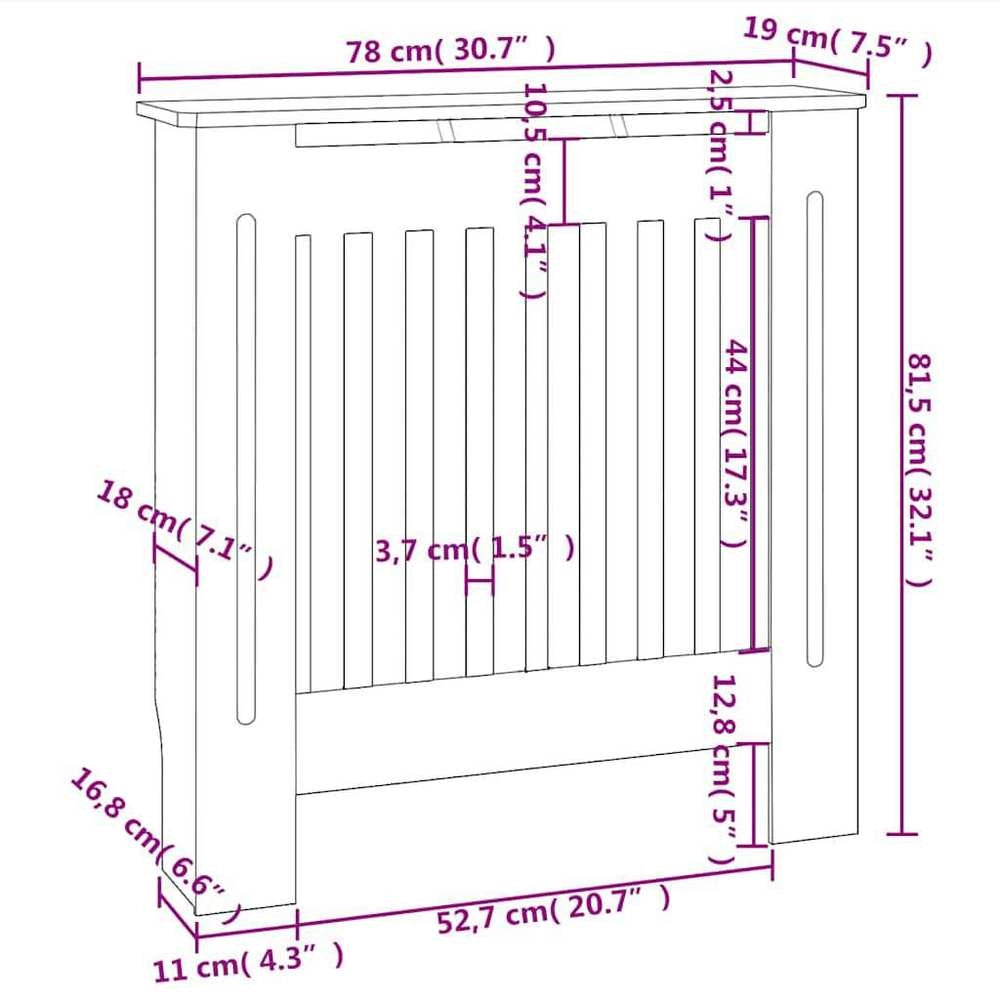 MDF Radiator Cover, White, 78 Cm