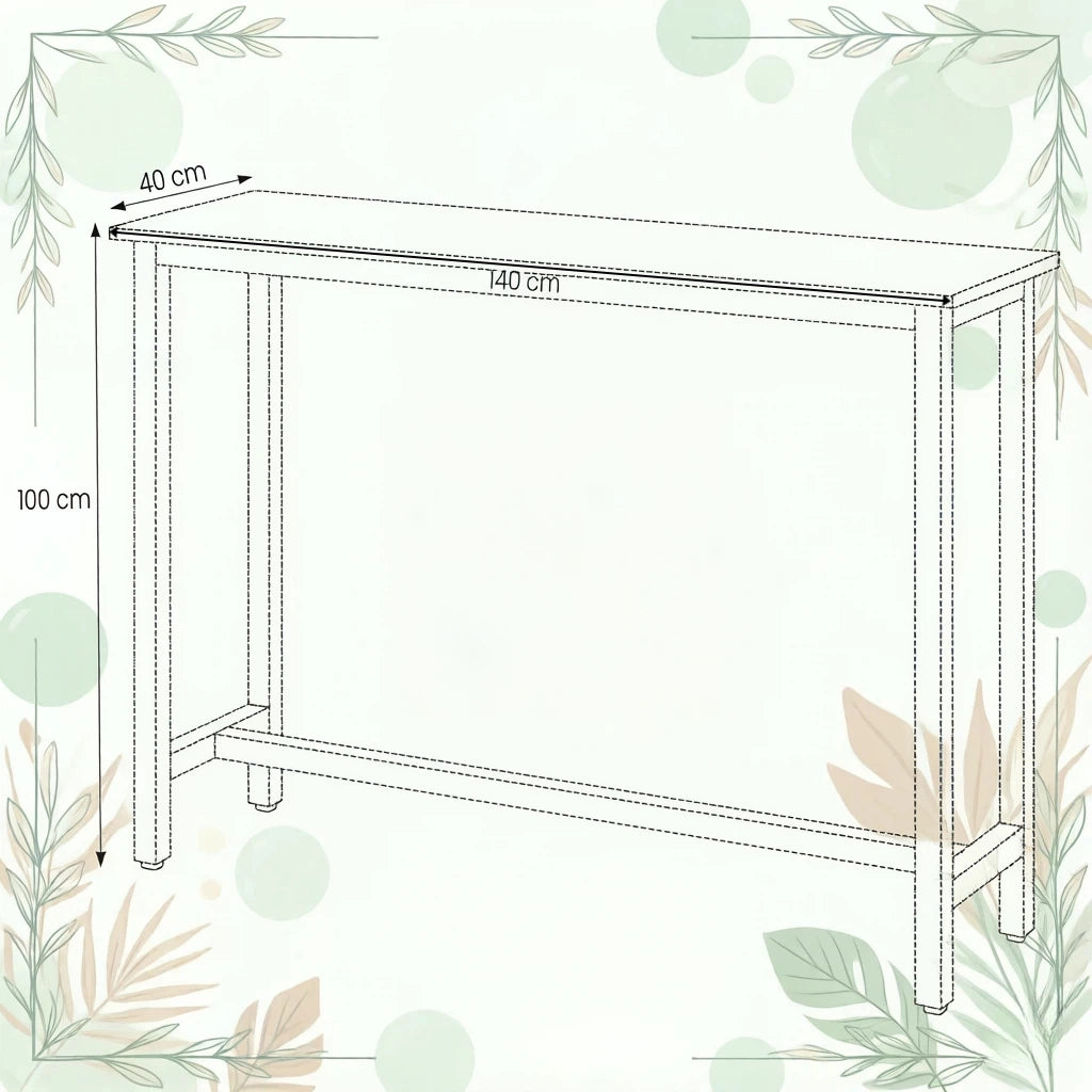 Tavolo da bar con struttura in metallo, piedi regolabili e portata fino a 150 kg, per cucina e bar, 140 × 100 × 40 cm