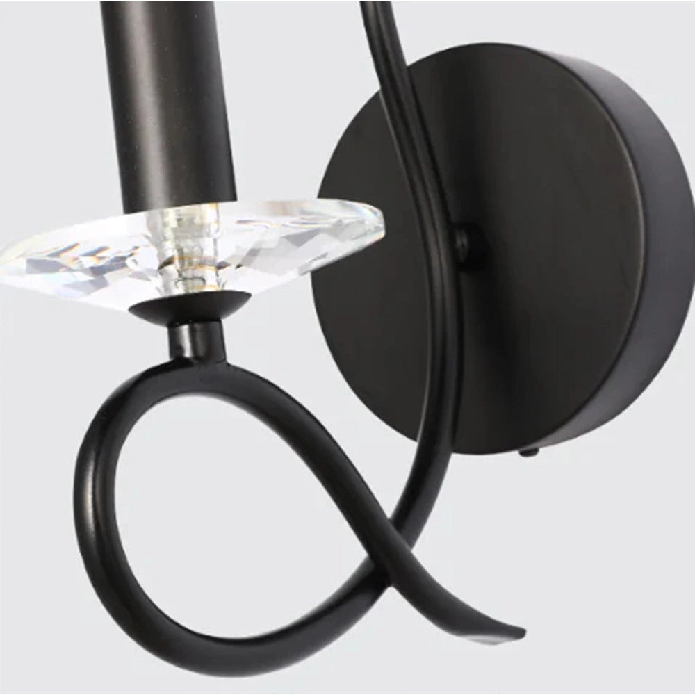 Trade Shop - Applique Lampada Da Parete A Candela E14 A Spirale Singola Nero Design Elegante 00521 -