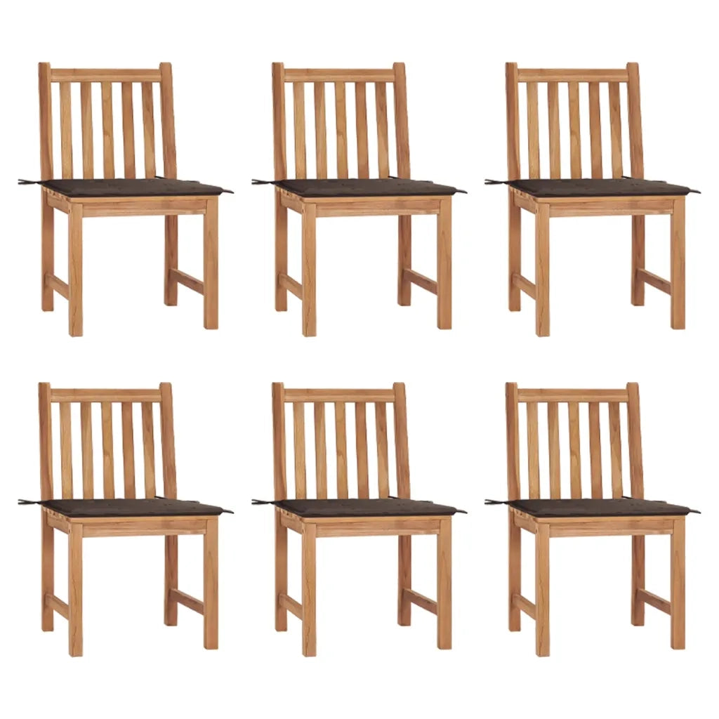 Sedie da Giardino 6 pz con Cuscini in Legno Massello di Teak cod mxl 13016