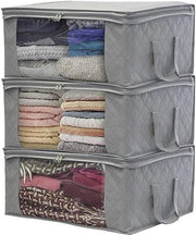 Set di Archiviazione per Abbigliamento - Organizzatore di Spazi - Massimizzazione di Spazi - Materiale Non Tessuto - 3 Pezzi - Grigio
