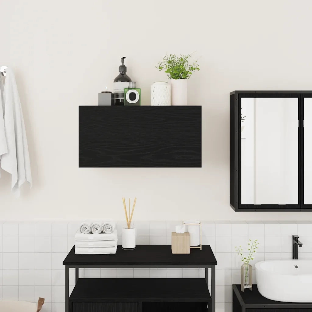 Mobile da Bagno | Armadio da bagno a Parete Nero 60x25x30 cm in Legno Multistrato