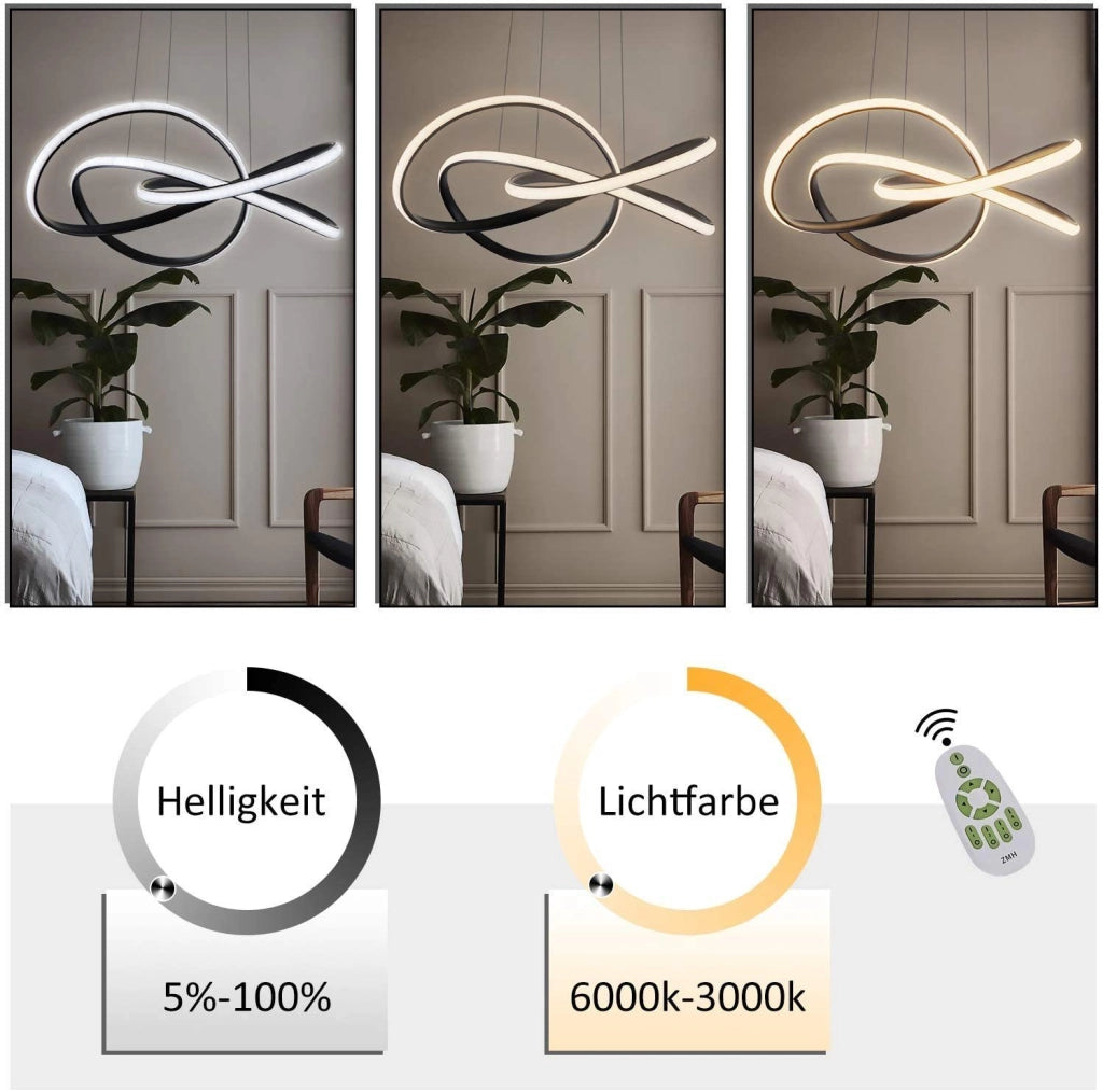 Lampada a sospensione ZMH a LED con altezza regolabile 62W telecomando per camera da letto