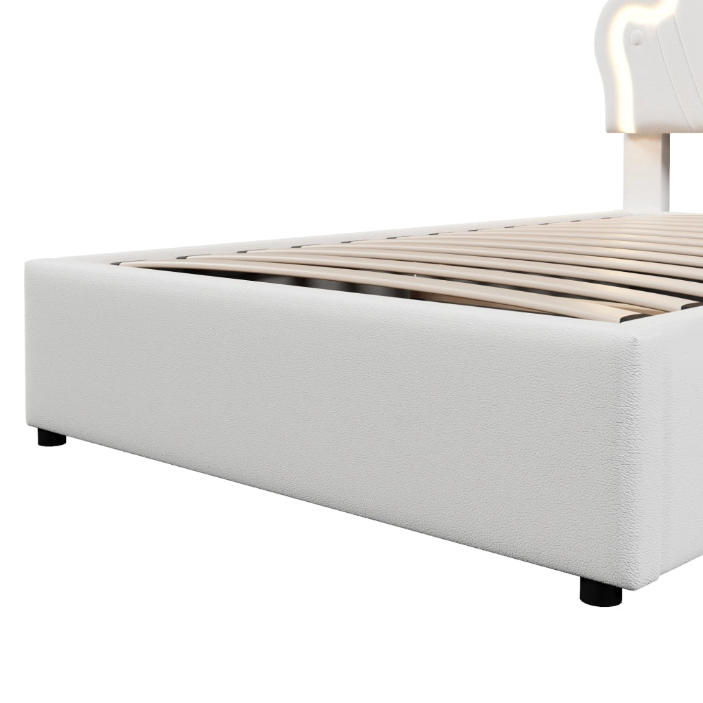 Letto imbottito 90 x 200 cm con LED e contenitore idraulico