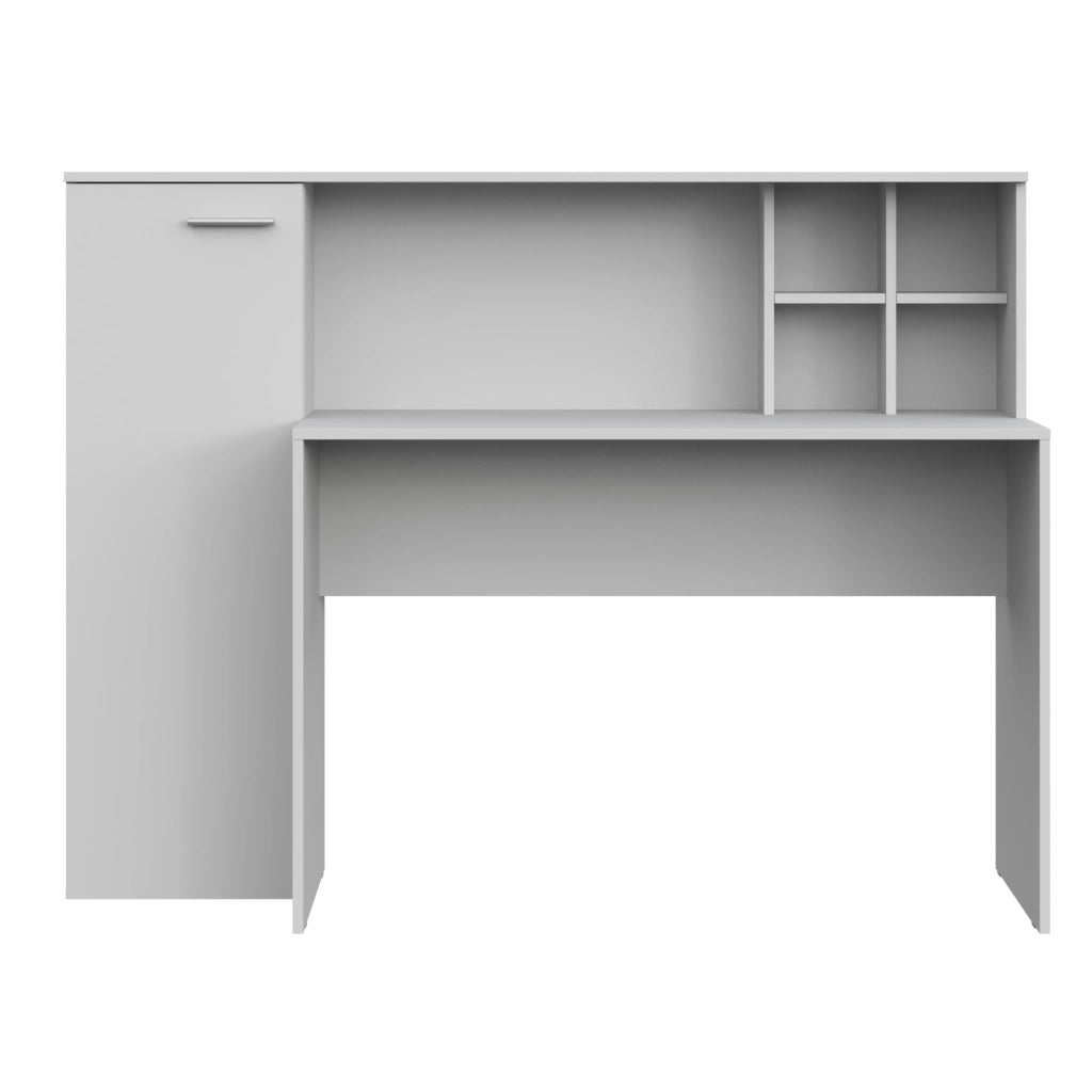 Scrivania FAUSKE - Spaziosa - Con Armadietto - Bianco - Larghezza 153 cm, Altezza 116 cm, Profondit? 54 cm