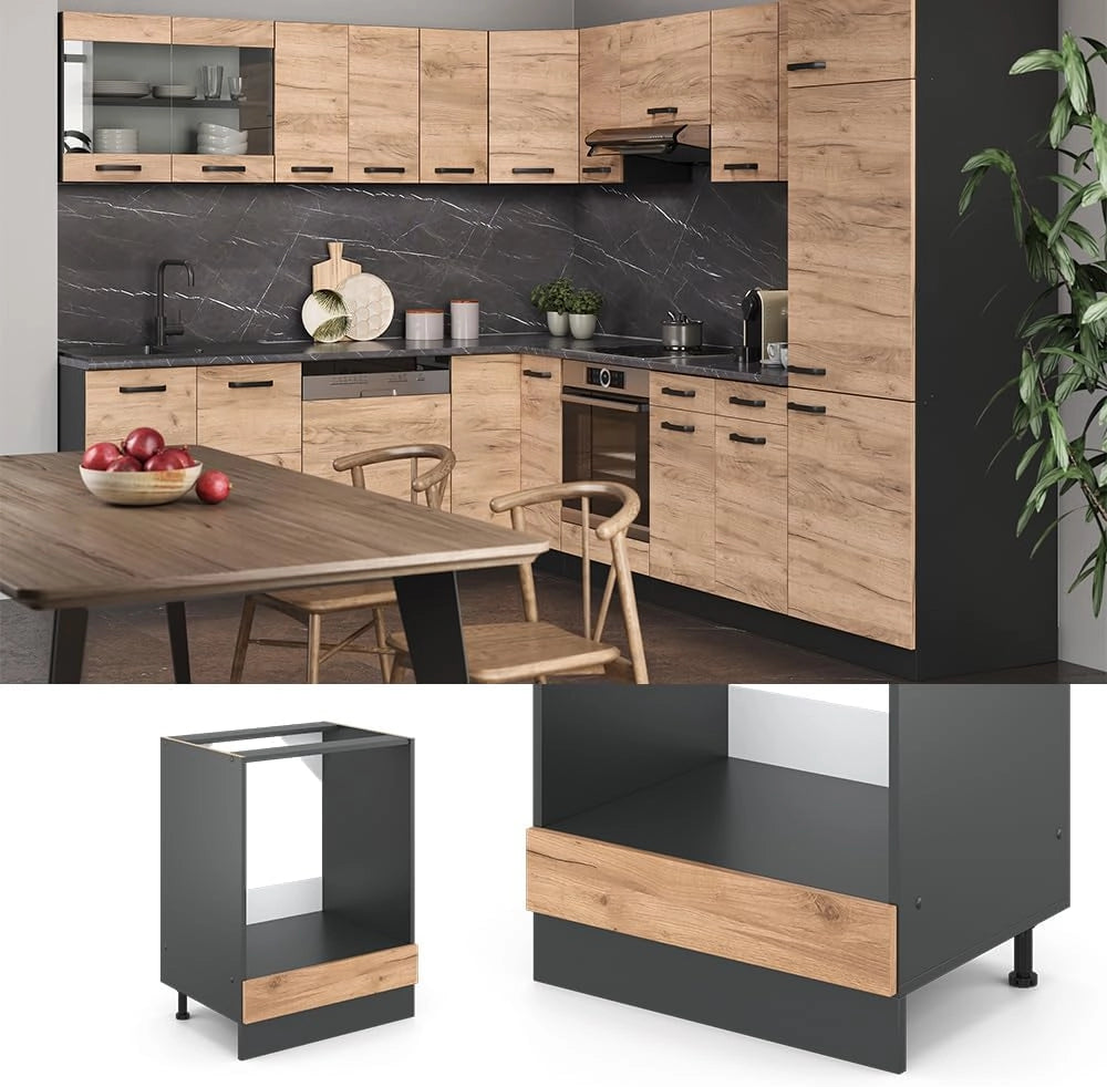 Mobile per forno da incasso R-Line, Quercia dorata, 60 cm senza piano di lavoro, per la libera combinazione all'interno di sistemi cucina modulari