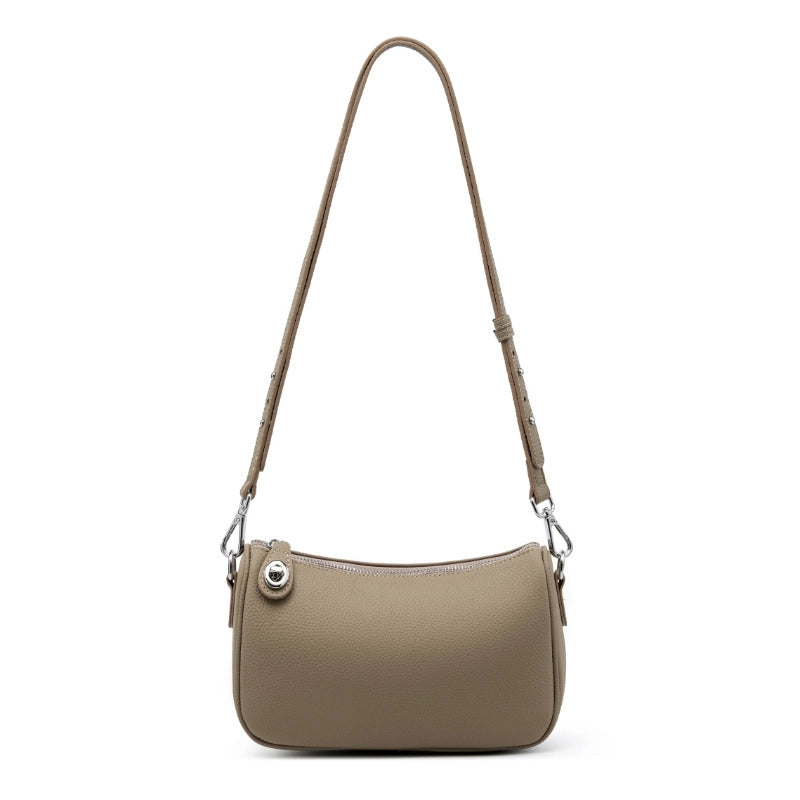 Borsa a tracolla da donna Swinger in vera pelle, colore grigio.