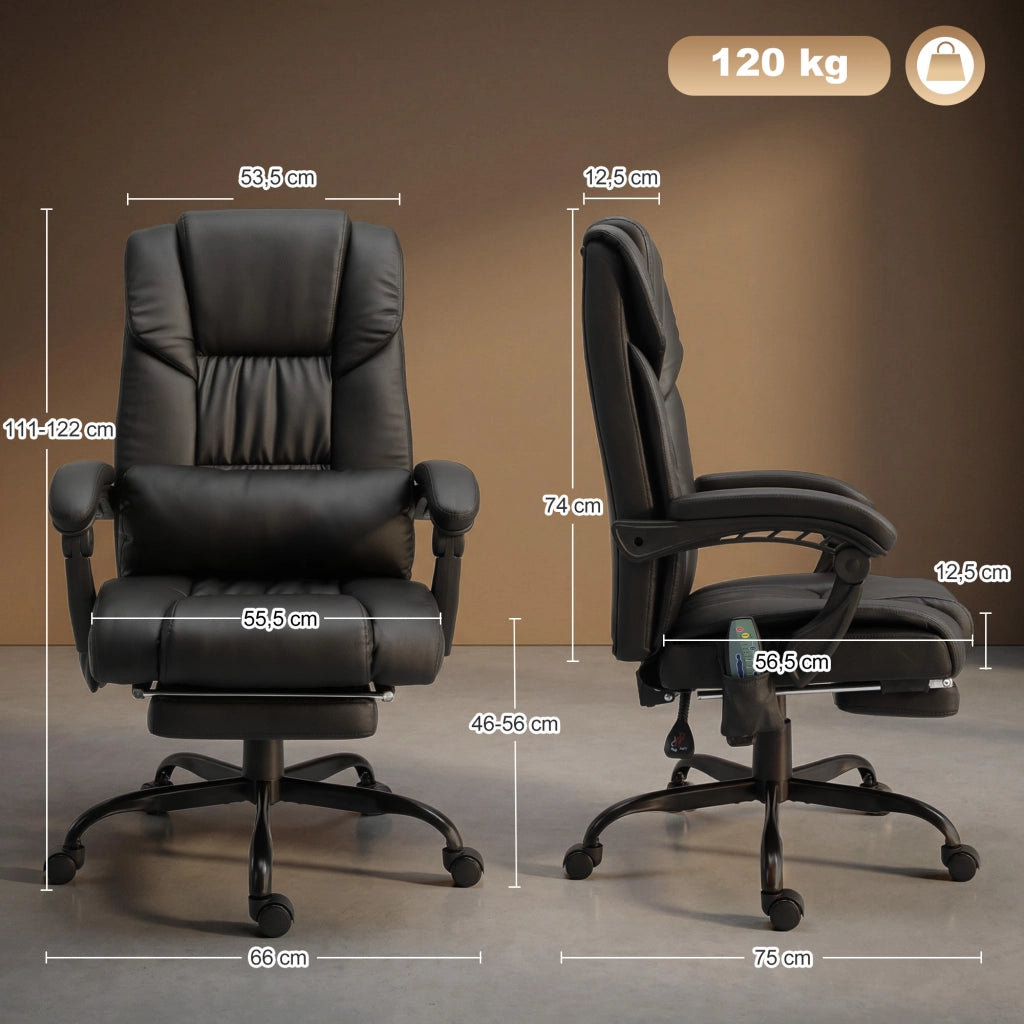 Sedia da Ufficio con Massaggio 6 Punti Schienale Alto Reclinabile ¨C Zephmum ¨C Nero