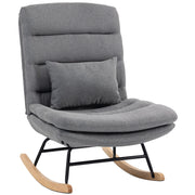 Poltrona a dondolo ¨C Xylo ¨C tessuto effetto lino grigio chiaro con cuscino lombare