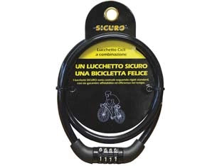 ANTIFURTO PER BICI CON COMBINAZIONE- - ø mm.8x65 cm. - 6 blister QUALITY