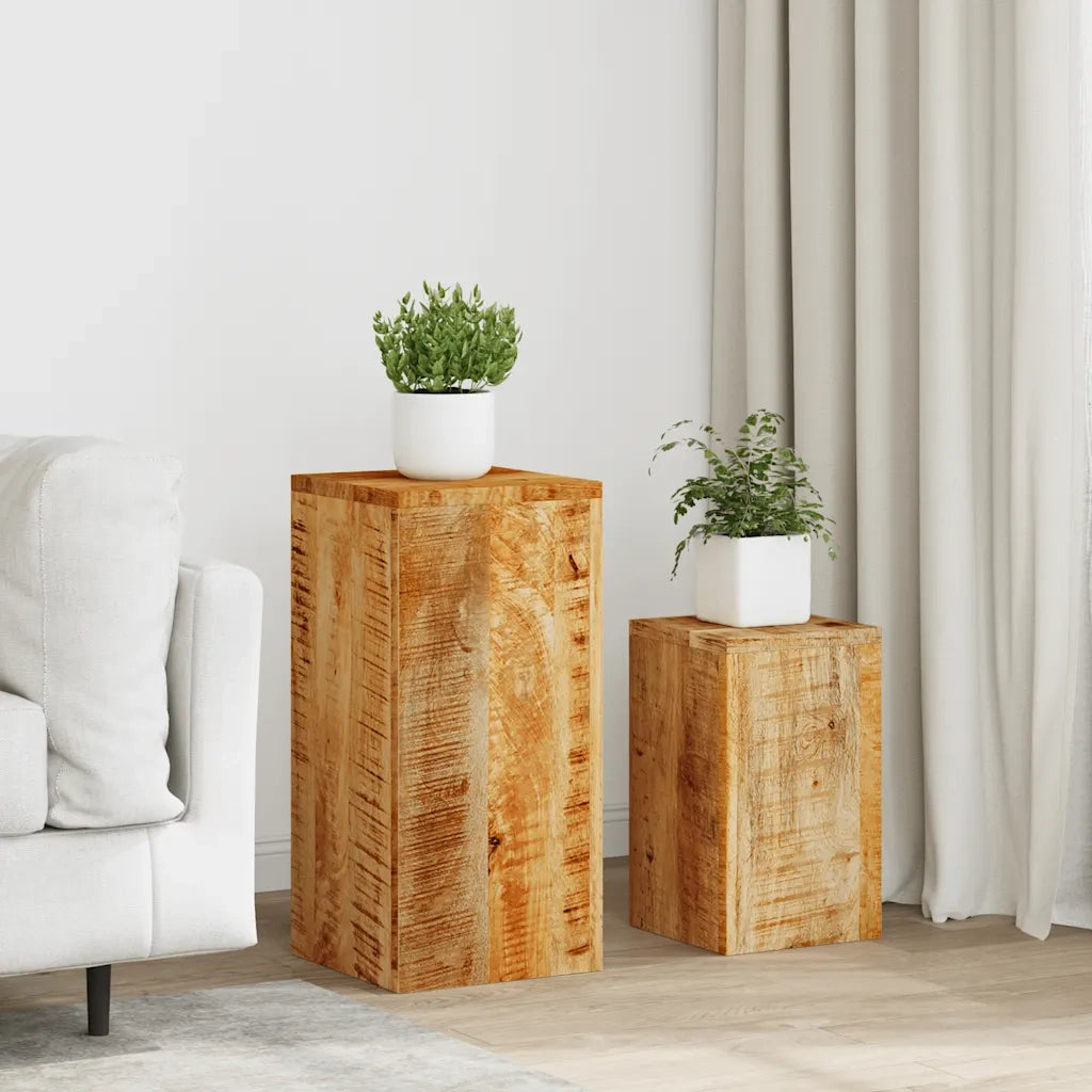 Supporti per Piante 2 pz in Legno Massello di Mango 320804