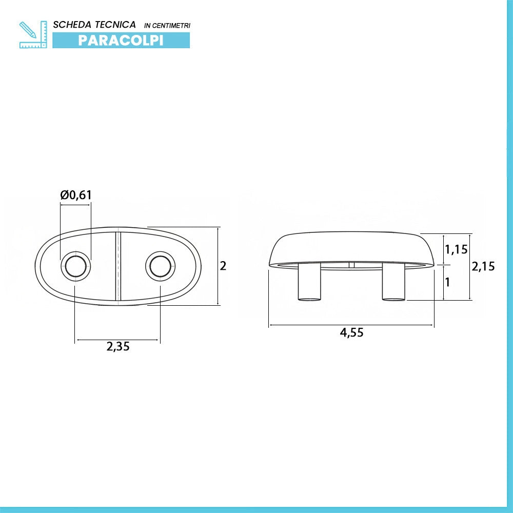 Paracolpi wc ad incastro ovali 45x21 mm in plastica 4 pezzi