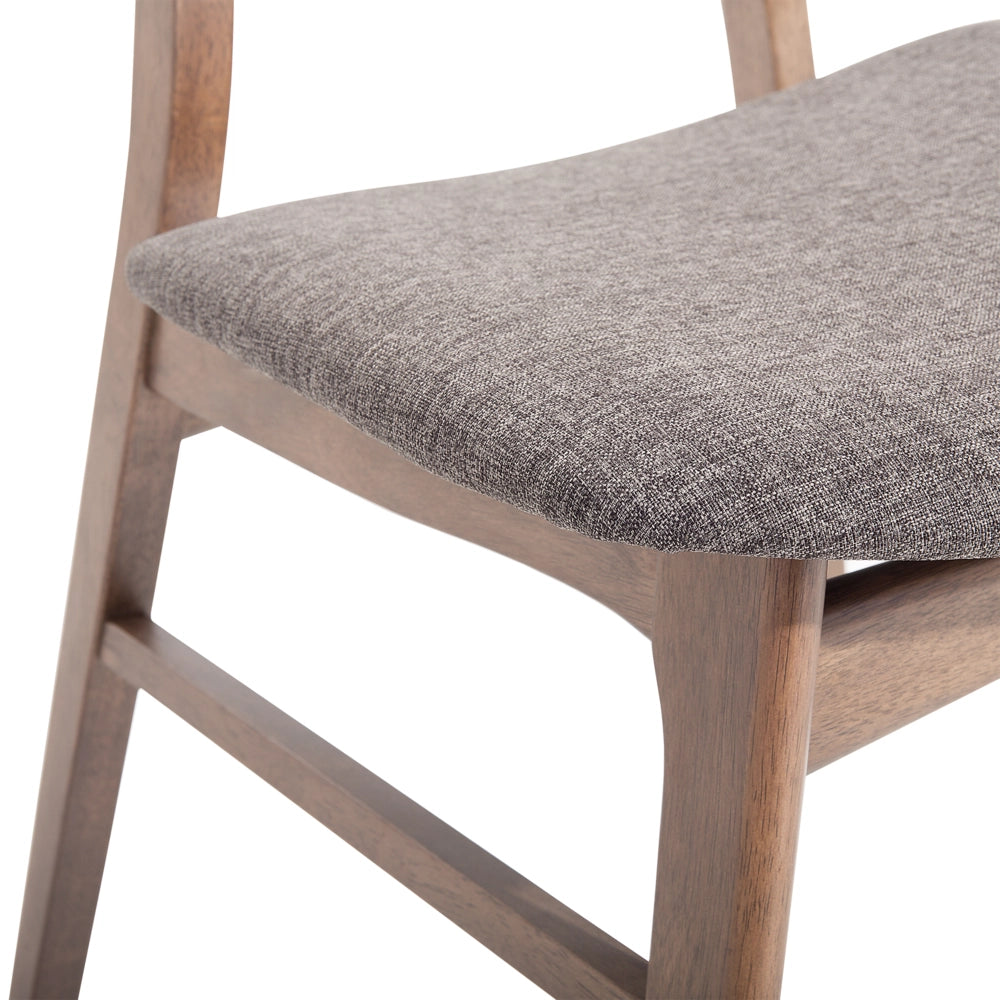Set di 2 sedie da pranzo in tessuto di poliestere grigio struttura in legno scuro design rustico senza braccioli