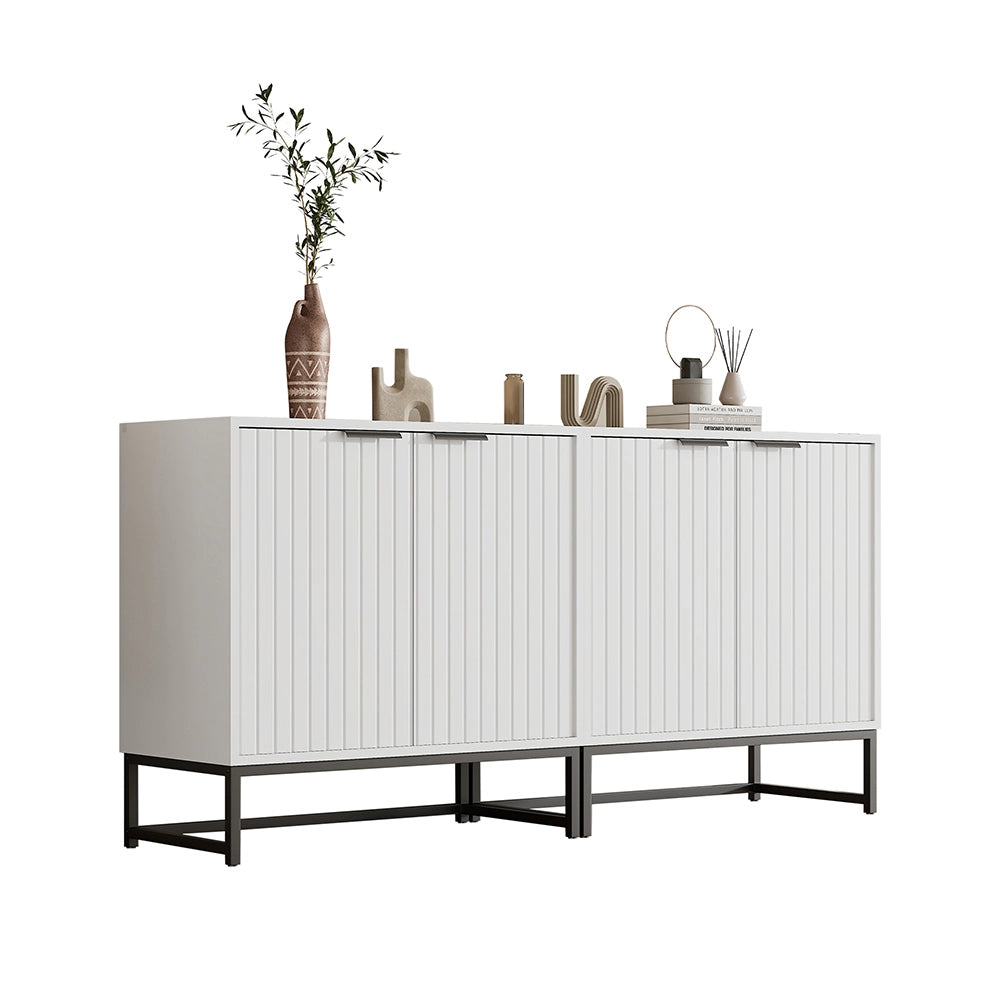 Comò - Xylo - 2 porte a scomparsa maniglie metallo 160x40x80cm